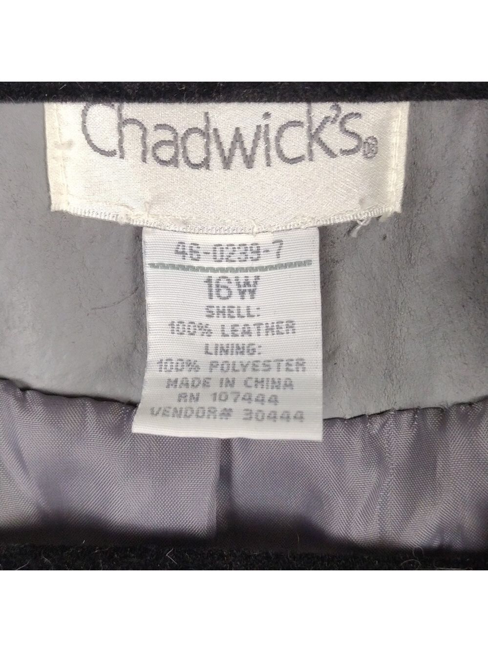 Chadwick's Grey Leather One Notched Collar Long Sleeve Button Front Blazer Coat - Picture 4 of 9